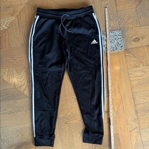 Adidas Kids Black Joggers with White Accents